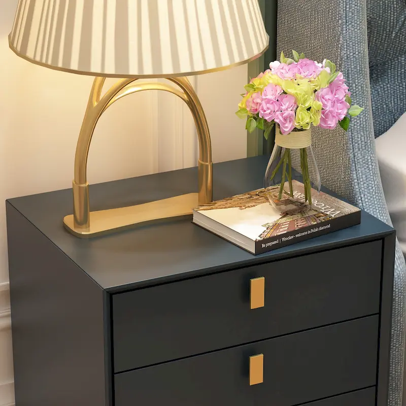 3-Drawer Bedside Nightstand with Open Cubby