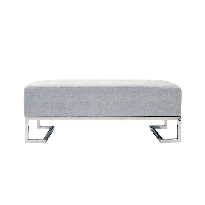 Pasargad Home Luxe Upholstered Stainless Steel Bench - W48xD16.5xH17.6
