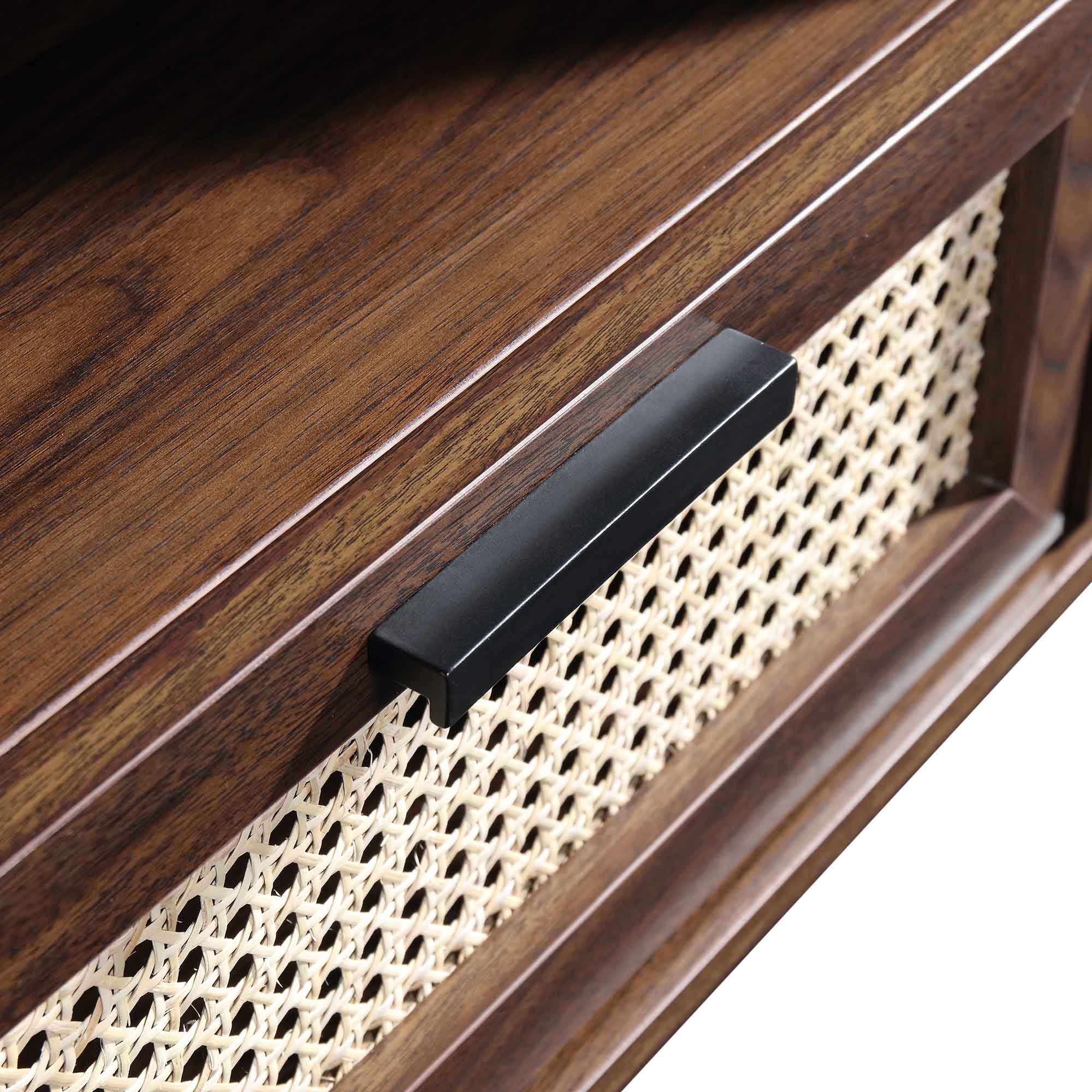 Curved Rattan 59 TV Unit, Walnut