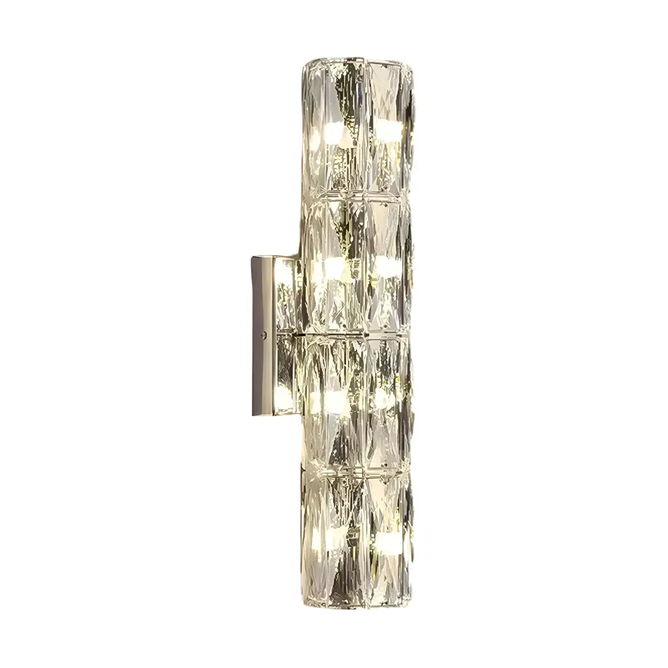 Modern 4-Light Chrome Crystal Cylinder Wall Sconce Light Fixture