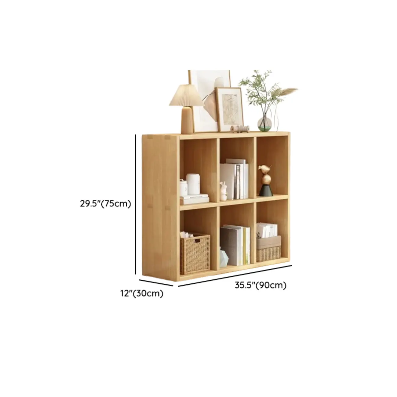 Modern Oak Bookcase Spacious Shelves Multi-Cabinets