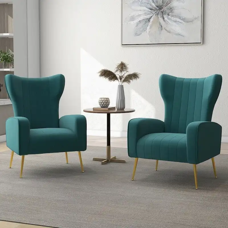 Upholstered Wingback Accent Chair - 26.4W x 37.8H x 32.6D