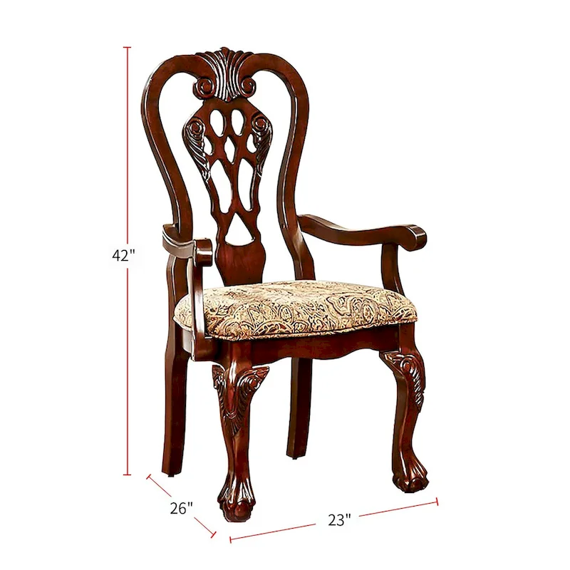 Set of 2 Fabric Dining Arm Chair in Brown Cherry
