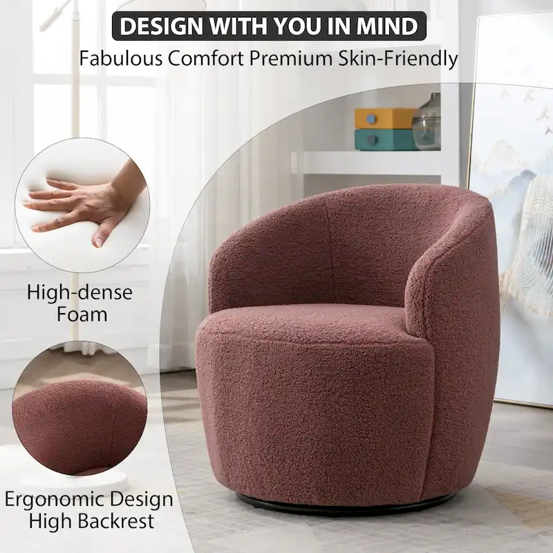 Ouyessir Modern Teddy Upholstered Swivel Barrel Chair(Set of 2)