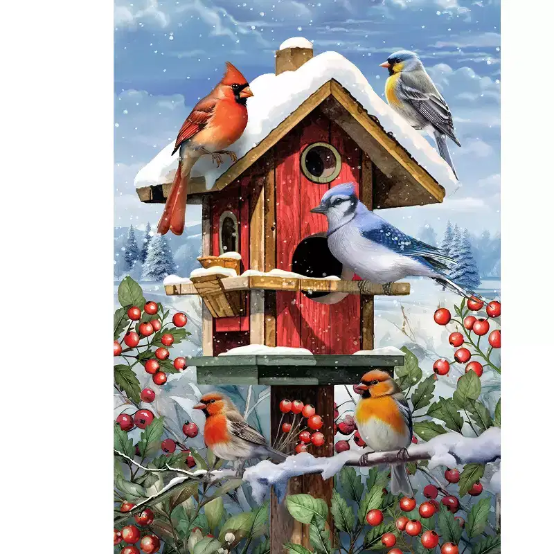 Briarwood Lane Winter House Flag 40x28 For Outdoor Winter Birdhouse Gathering For Winter House Flag