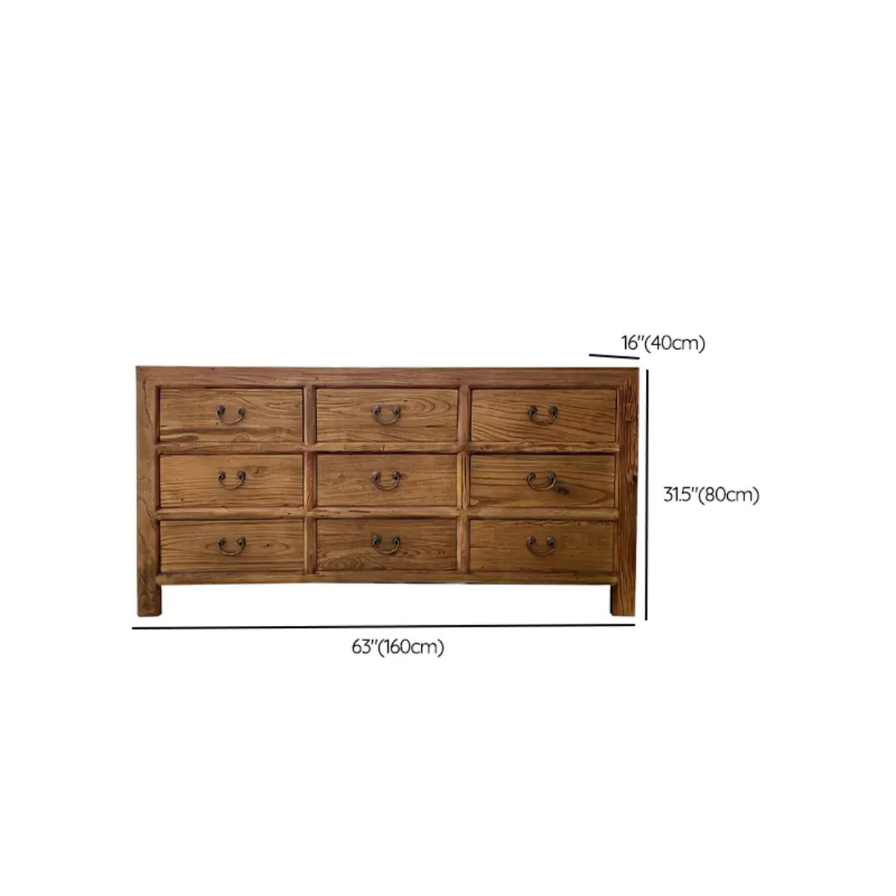 Traditional Brown Wood Console Dresser Metal Handles