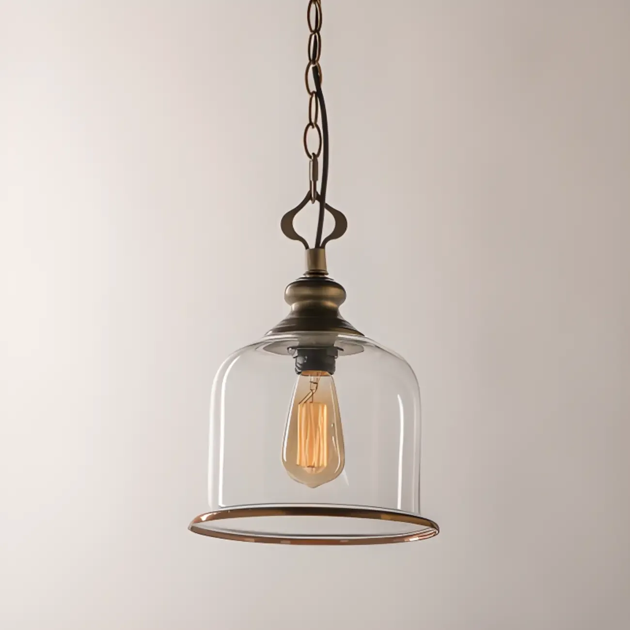 Mini Clear Bell Glass Shade Kitchen Pendant Light