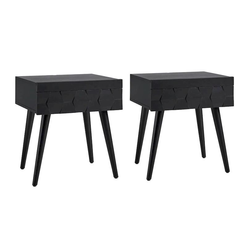 Julian Mid-century Modern End Table with Charging Station Set of 2 by HULALA HOME