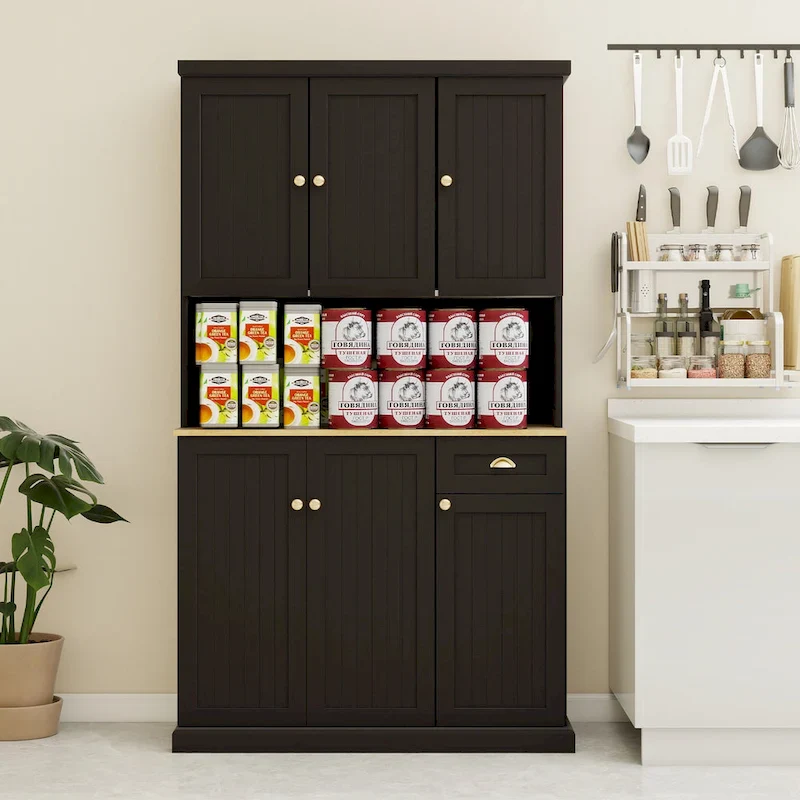 Large Buffet Cabinet with Hutch and Adjustable Shelves