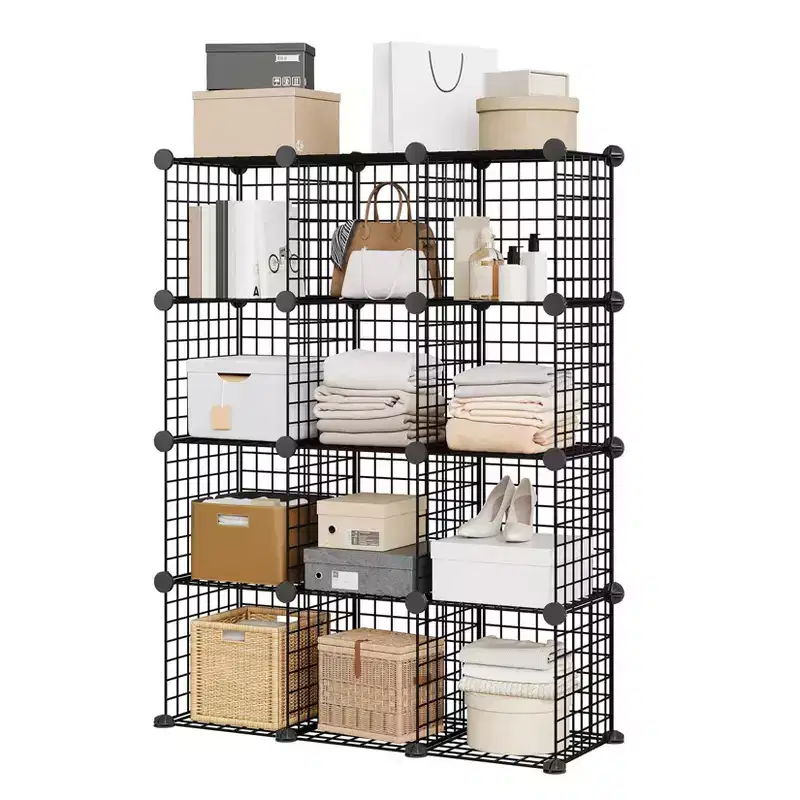 12-Cube Storage Organizer 37 x 13 x 38  Modular Wire Shelving Unit for Closet, Bedroom, Office (1-Pack)