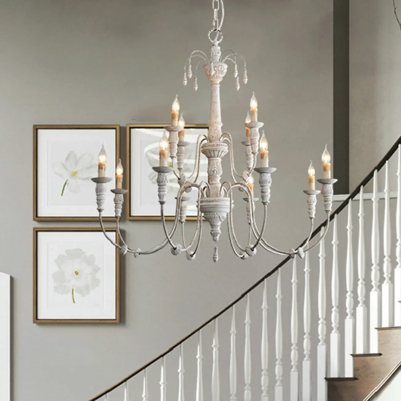 Large Vintage Candle Hanging Chandelier for Home Decor