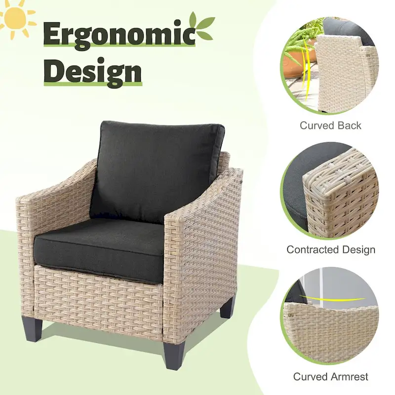 HOOOWOOO 8-piece Wicker Patio Furniture Conversation Sofa Set