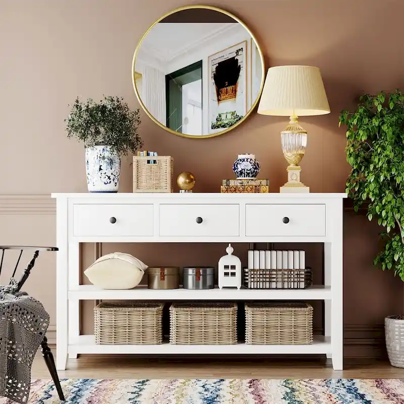 Retro Design Console Table with3 Top Drawers