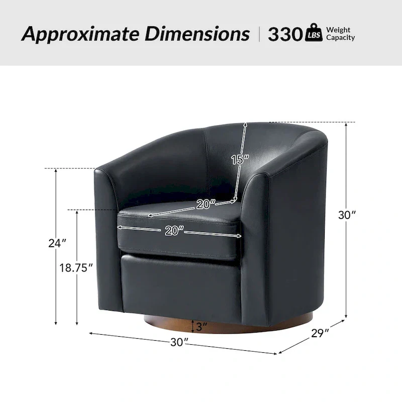 Brown Genuine Leather Swivel Barrel Chairs - Set of 2