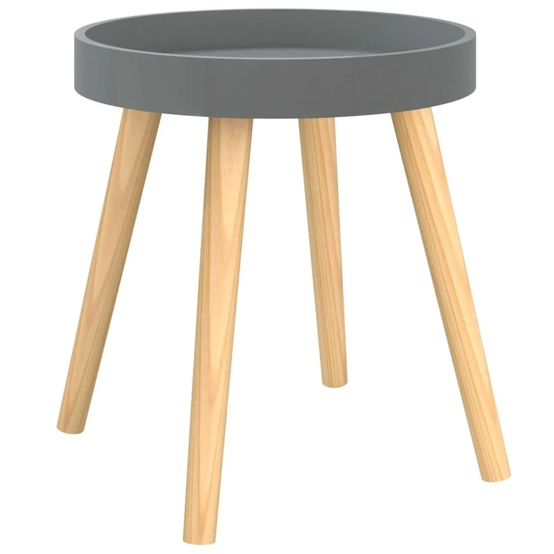 vidaXL Side Table Round End Coffee Table Engineered Wood and Solid Wood Pine - 15x15x15.7