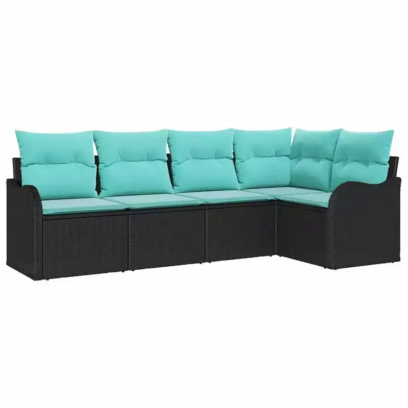 vidaXL Garden Sofa Set with Cushion 5 pcs Brown Poly rattan