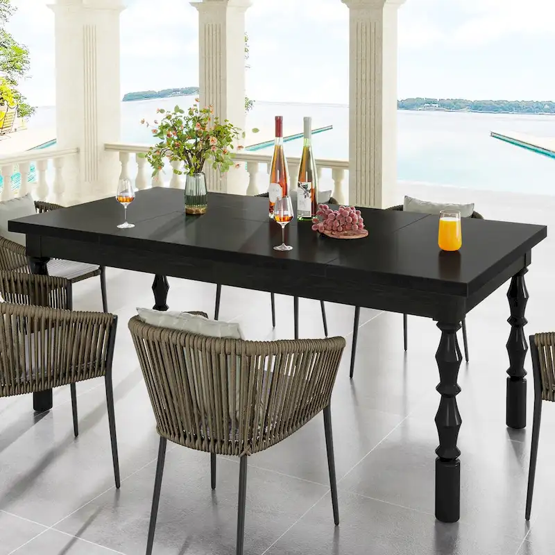 62-Inch Farmhouse Large Rectangle Wood Dining Table