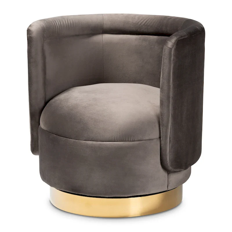 Saffi Glam and Luxe Upholstered Swivel Accent Chair