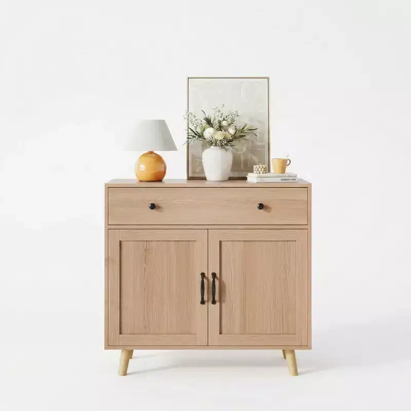 Sideboard Cabinet with Door and Drawer, Coffee Bar Table, Accent Cabinet with Storage, Sideboard Buffet for Kitchen Dining Room Entryway