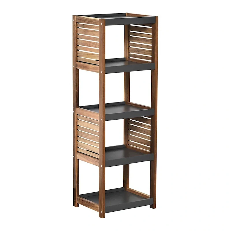 Open-Shelf Storage Unit with Vented Design, Brown and Gray - Elements Collection - 42 3/4 Hx14.5 Lx11 3/4 W