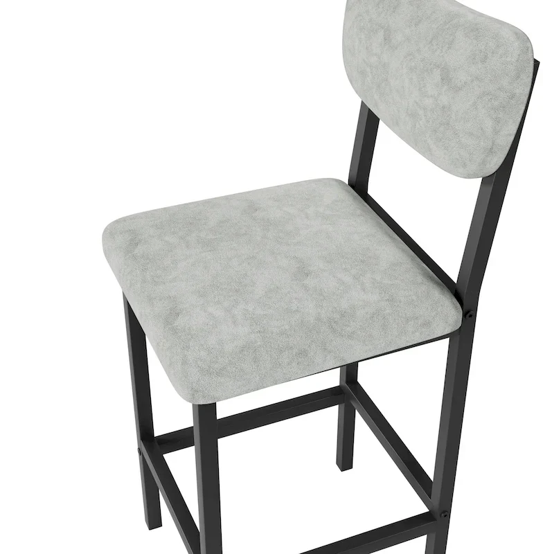 White Marble-Top Bar Table Set with 2 Stools, 2-Person