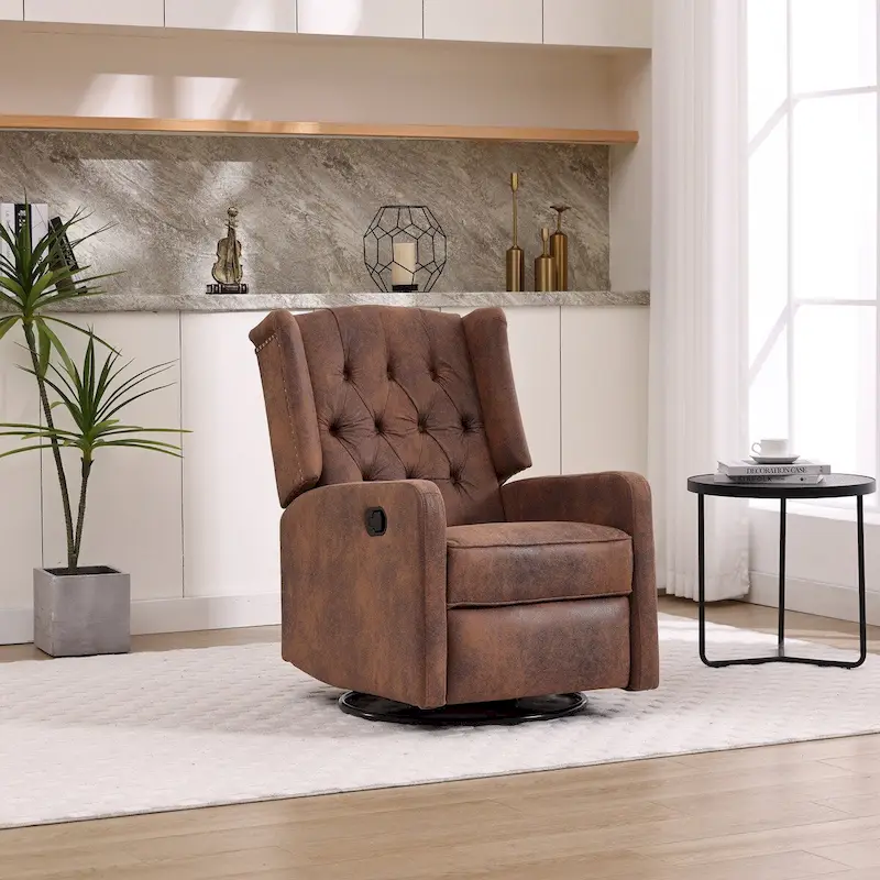Brown / Green / Beige / White / Grey Multi-Function Lounge Chair with 360° Swivel, Rocking and 3-Gear Recline – 1 Person