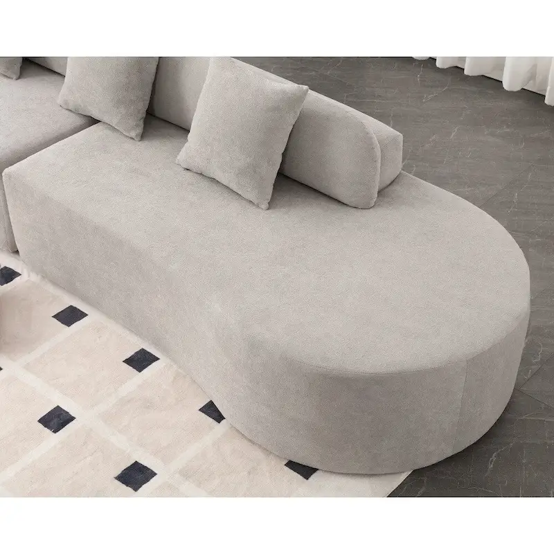 Modern Curved Terrycloth Fabric Combination Sofa No Assembly Required