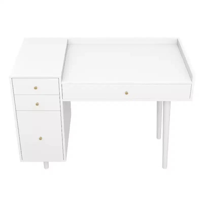 42" Daisy Wood Vanity Desk with Drawers Matte White/Gold - Nathan James