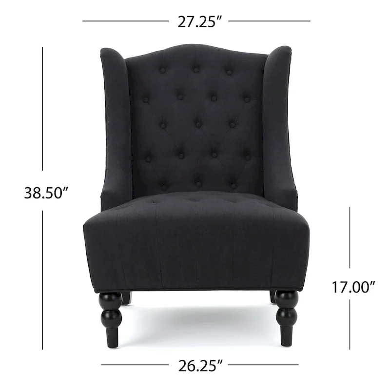 Charcoal 27.5  High Back Upholstered Button Tufted Club Chair