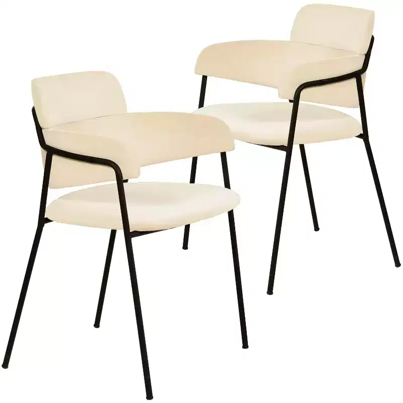 LeisureMod Axis Upholstered Dining Chair - Modern Accent Seating with Durable Powder-Coated Stainless Steel Legs for Kitchen, Dining, Office & Lounge.