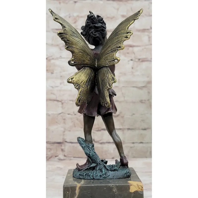 Very Beautifully Detailed Fairy Pure Hotcast Bronze Statue Signed No Reserve