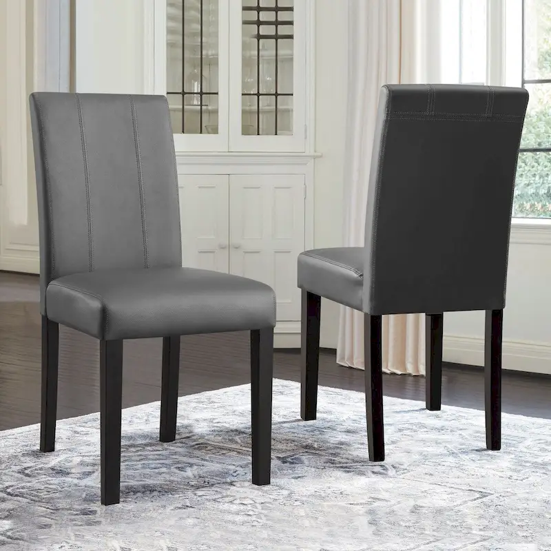 Subrtex(Set of 2)Faux Leather Parsons Upholstered Dining Chair