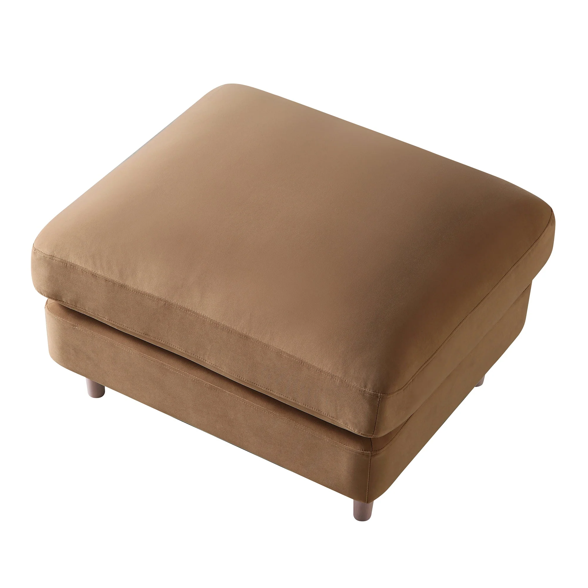 Camel Velvet Sofa, Footstool