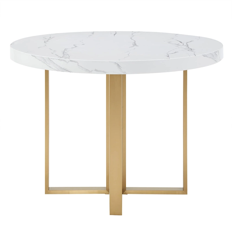 Saki 43 Wide Faux Marble Round Dining Table Set by iNSPIRE Q Modern