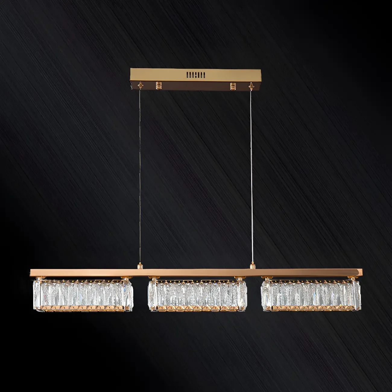 Kitchen Modern Crystal Gold Rectangular Pendant Light