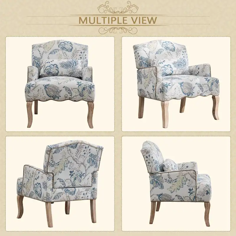 Upholstered French Country Single Sofa Reading Chairs with Pillow