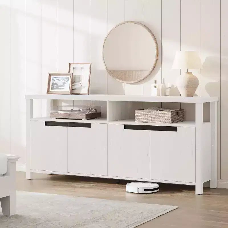 Acekool 63 TV Stand for TVs up to 70, Farmhouse Media Console with Storage Cabinets and Adjustable Shelves, Entertainment Center