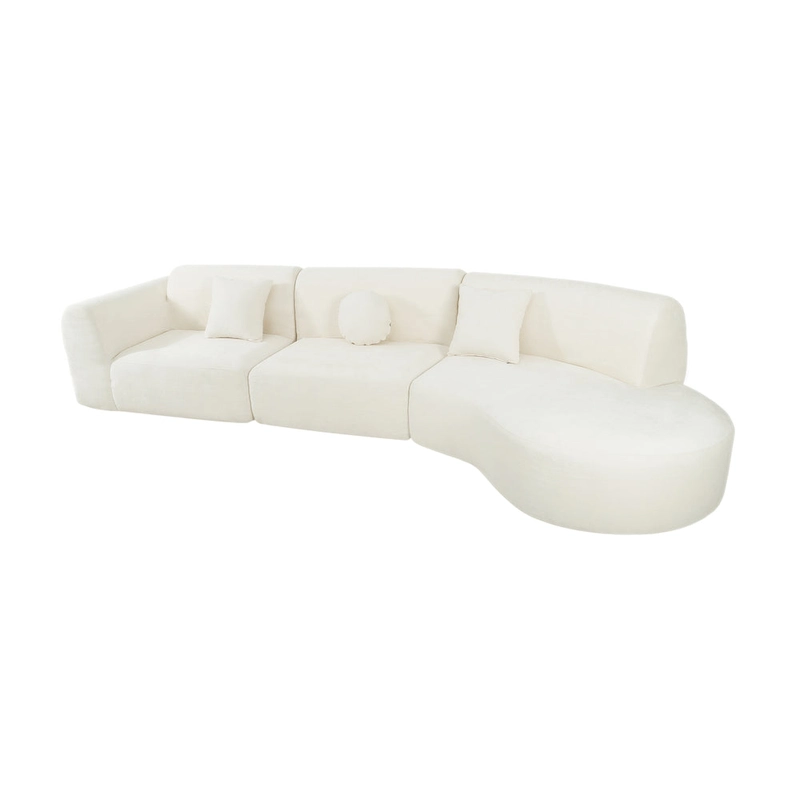 Christopher Knight Home- Buker Curved Polyester Sectional Sofa