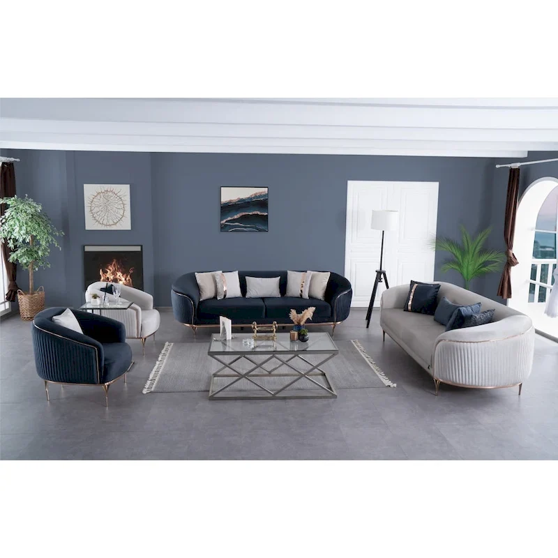 4-Piece Living Room Set, 2 Sofas & 2 Accent Chairs, Modern Upholstered Furniture Set