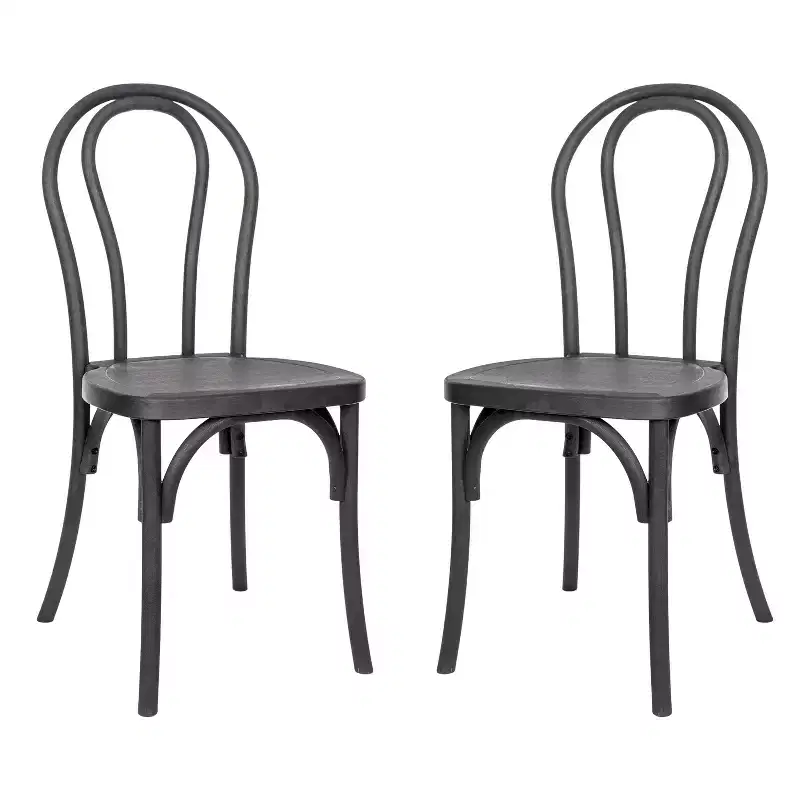 Flash Furniture HERCULES 2 Pack Commercial Indoor/Outdoor Wood Look Resin Thonet Style Chair
