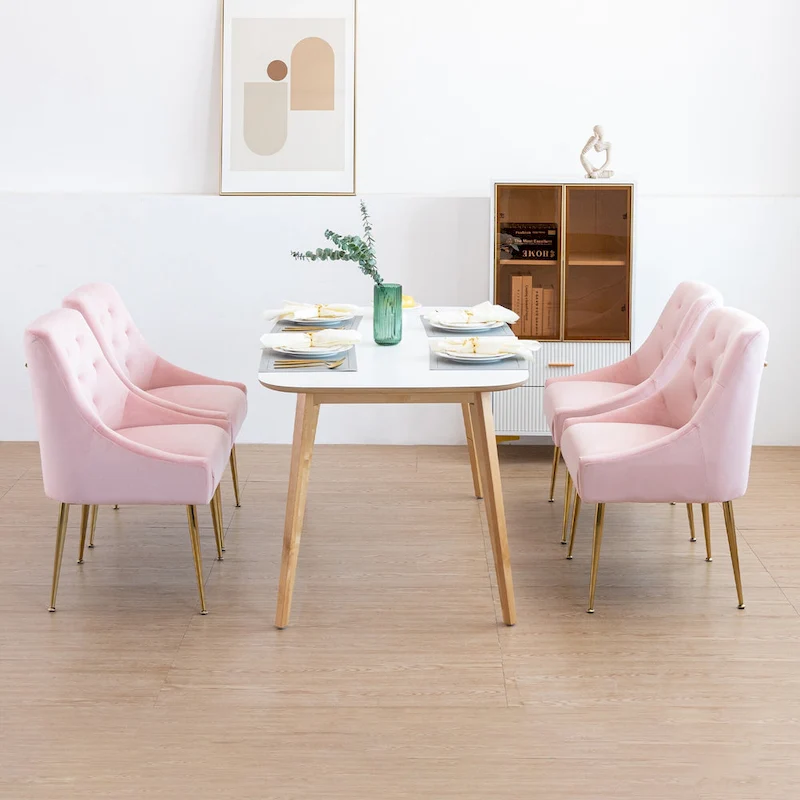 XINMICS Mid-Century Modern Velvet Dining Chair, Upholstered Parsons Chair, Set of 2