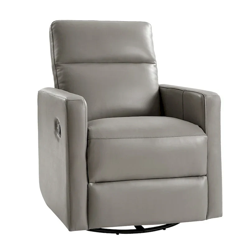 Josefa Modern Genuine Leather Swivel Rocker Recliner by Hulala Home