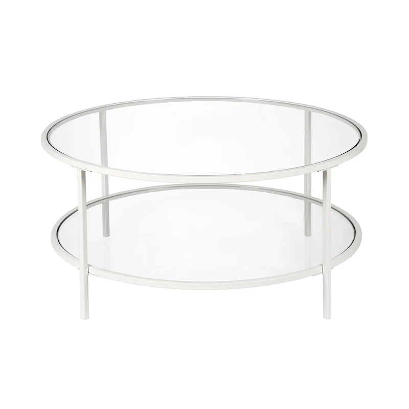 Sivil 36 Wide Round Coffee Table with Glass Top - 36 Wide