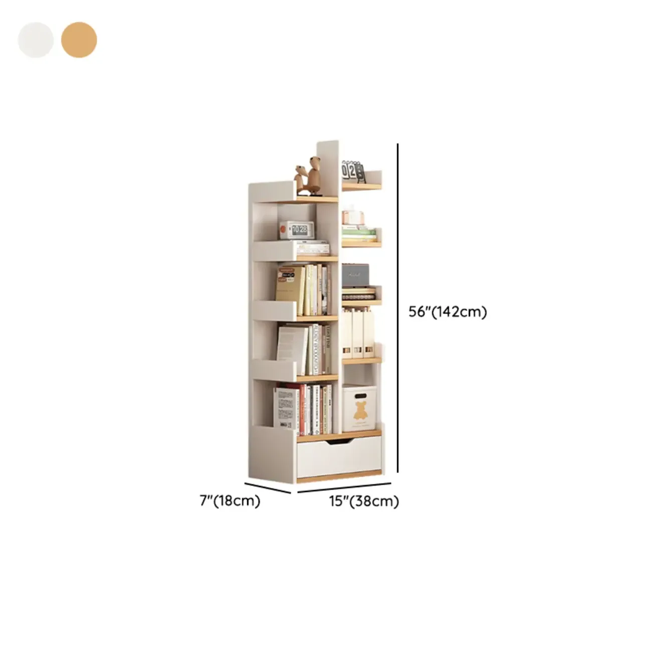 Modern Open Back 9 Shelves White Wooden Bookshelf