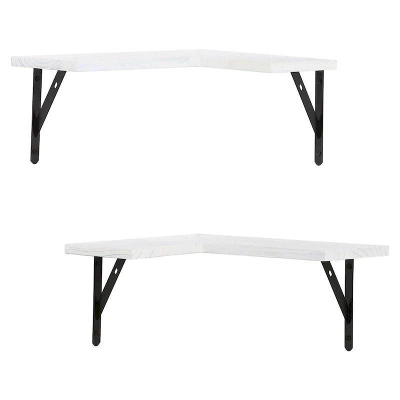 Wood Floating Shelves Set of 2, Wall Mounted Shelves for Bathroom Bedroom Living Room, and Kitchen Wall Decor 15.7*11.4in