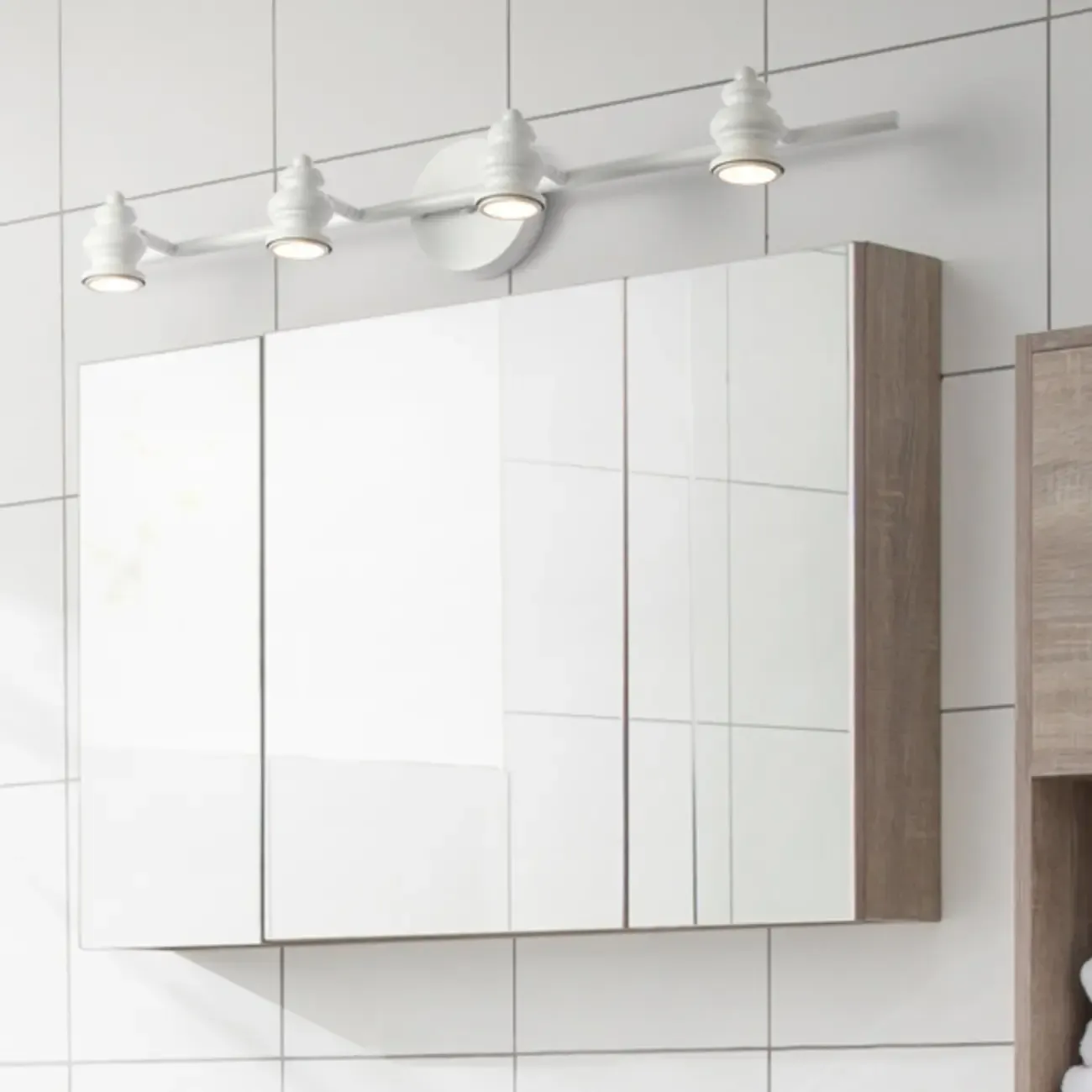 Large 4-Light Straight Metal Bathroom Vanity Lights