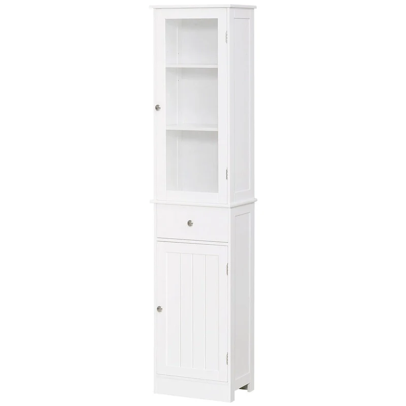 Slim Bathroom Storage Cabinet, Tall Bathroom Cabinet,Narrow Linen Tower with Acrylic Door,Drawer and Shelves