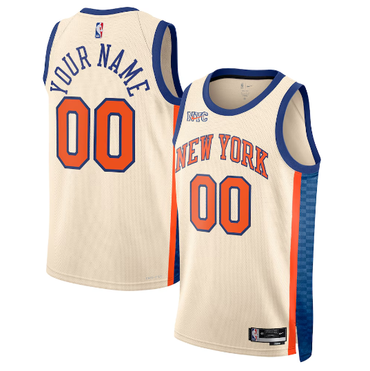 New York Knicks Nike Unisex 2025-26 City Edition Swingman Custom Jersey - Cream
