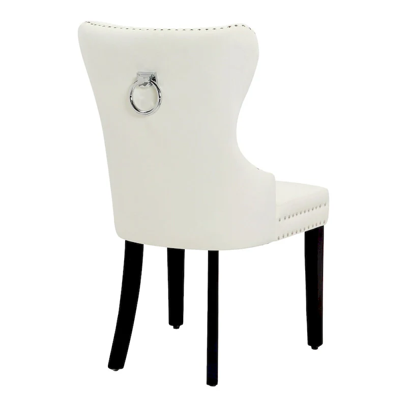 Tufted Wingback Dining Chair with Nailhead and Ring Pulls