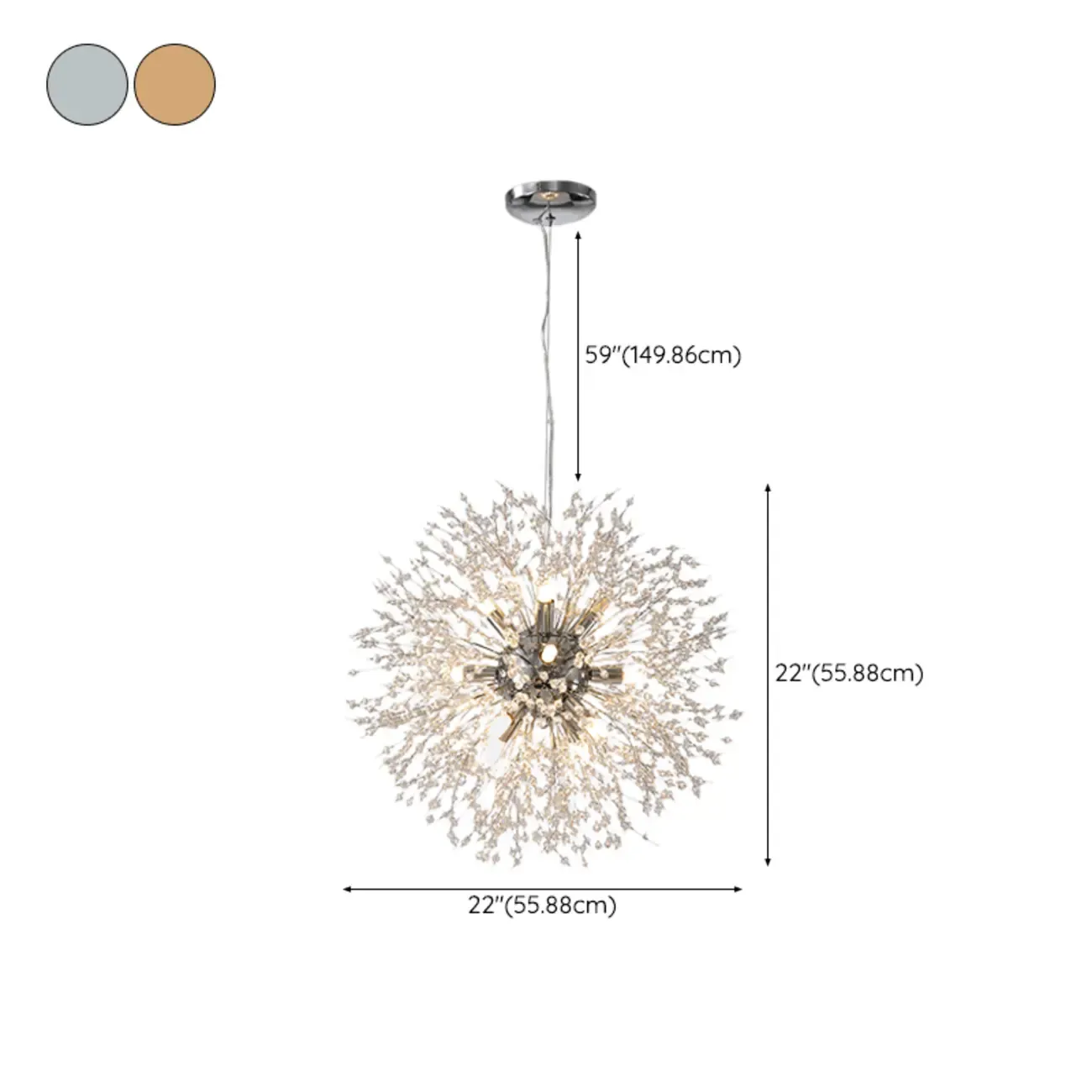 Modern Crystal Globe Chandelier with Starburst Design